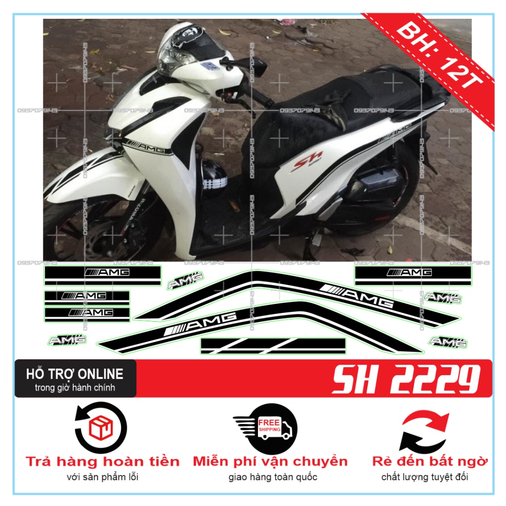 TEM XE SH 2019 AMG TRẮNG ĐEN -- SHIN DECAL 2