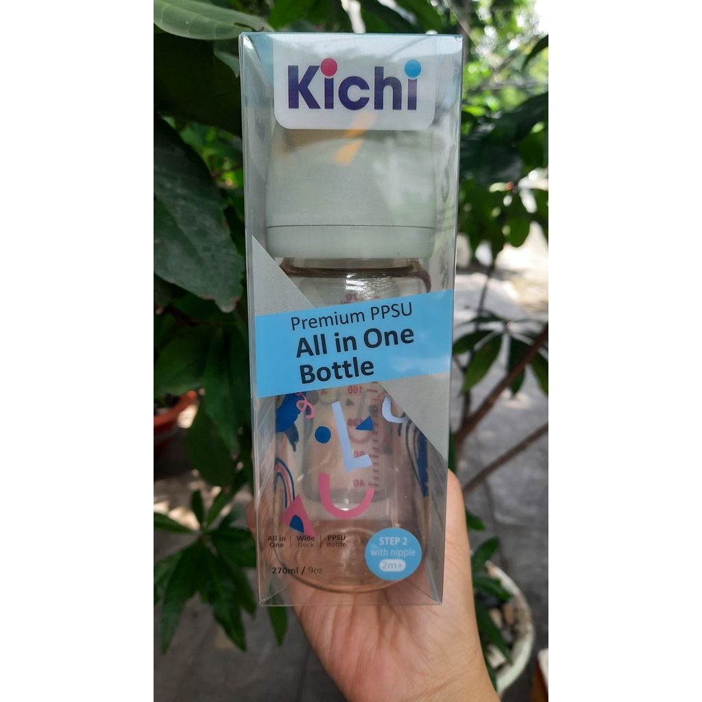Bình Sữa PPSU Kichilachi Cổ Rộng 170ml/270ml[CÓ CẢM BIẾN NHIỆT] mẫu 2022