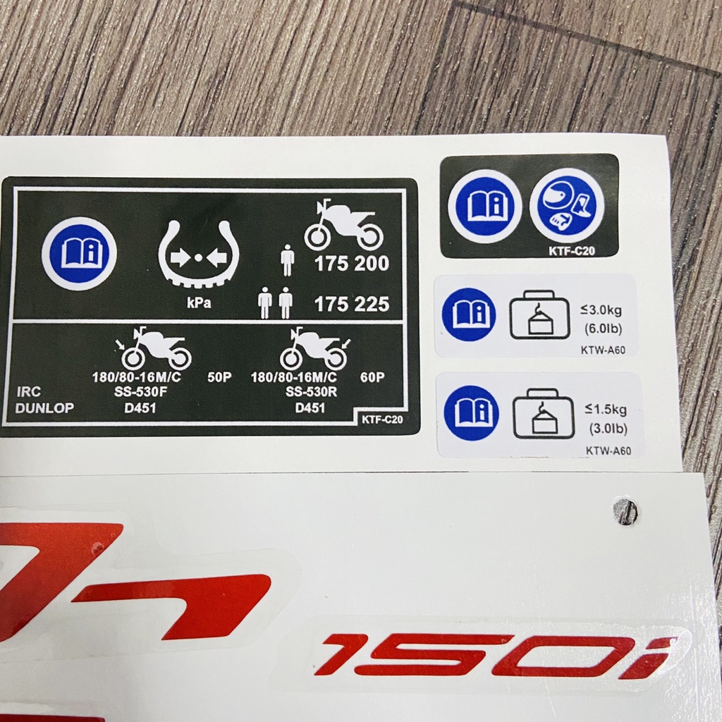Bộ tem logo SH kèm tem thông số dán trang trí các đời xe Honda SH 2008, 2009, 2010 ( Hàng linh kiện )