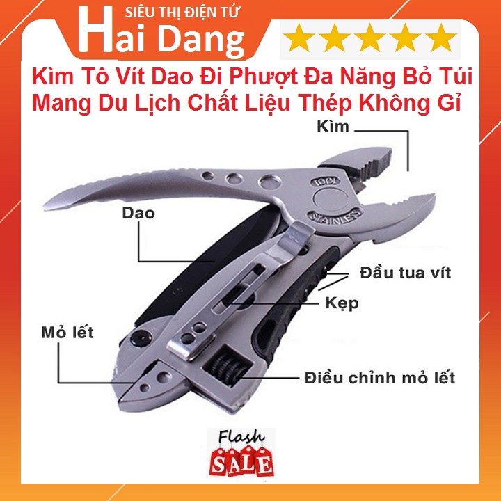 Kìm Đa Năng, Dụng Cụ Đa Năng Tô Vít, Dao, Mỏ Lết Bỏ Túi Du Lịch - Chất Liệu Thép Không Gỉ Nhập Khẩu