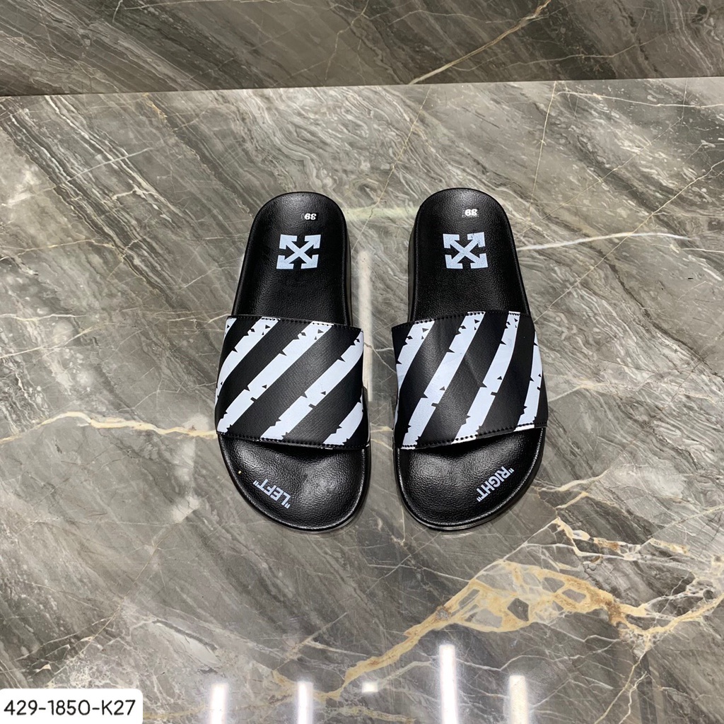 Dép lê off white quai da siêu nét - Dép nam quai da đỉnh cao
