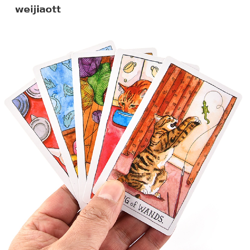 weijiaott Cat Tarot Cards Game Party Playing Tarot Cards Whimsical and Humorous Tarot WT