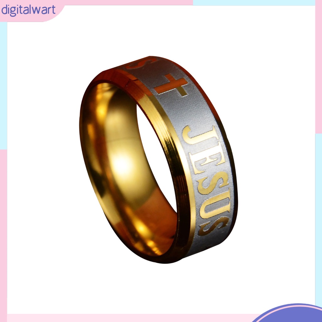 Nhẫn inox khắc chữ Jesus và chữ thập thời trang cho nam nữ