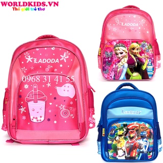 Balo đi học chính hãng LADODA cho học sinh tiểu học hình trà sữa, Elsa, công chúa, siêu nhân