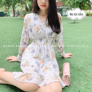 Váy hoa nhí Voan, Váy Vintage Hàn Quốc trẻ trung đáng yêu - Dorita Boutique