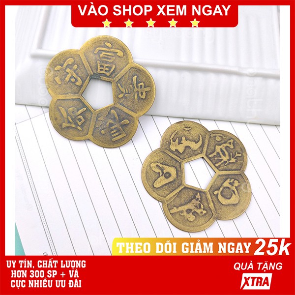 Đồng xu cổ hoa mai ✅ FREESHIP  Đồng xu cổ hoa mai bằng đồng phong thủy loại to đường kính 2.7cm - Phát Huy Hoàng