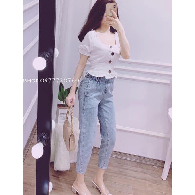 [ Mã FAMAYWA giảm 10K đơn 50K] Quần baggy bò , quần jeans nữ cạp chun dáng dài vải đẹp