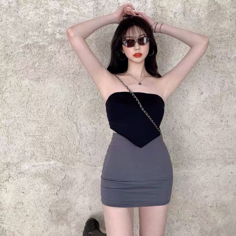Hàng mới áo croptop vạt yếm + chân váy ôm cực sexy