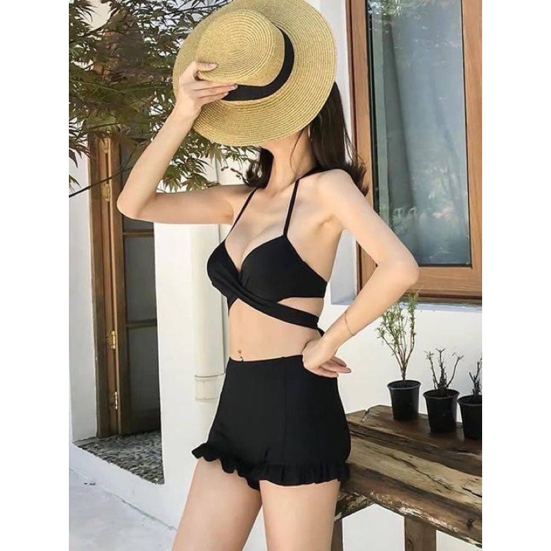 Bikini áo ngực chéo dây quần bèo