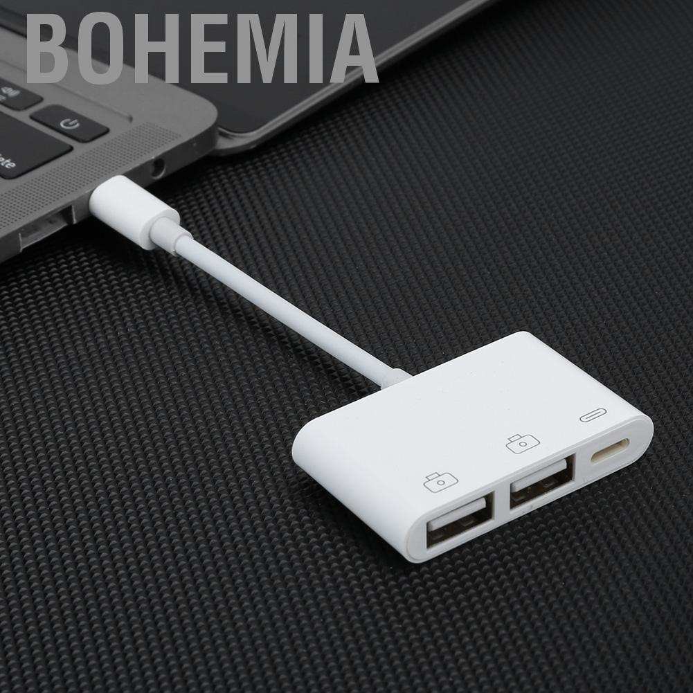Bohemia 3 in 1 OTG Adapter Expansion Dock for IOS Memory Card USB HUB Keyboard Mouse Camera Piano