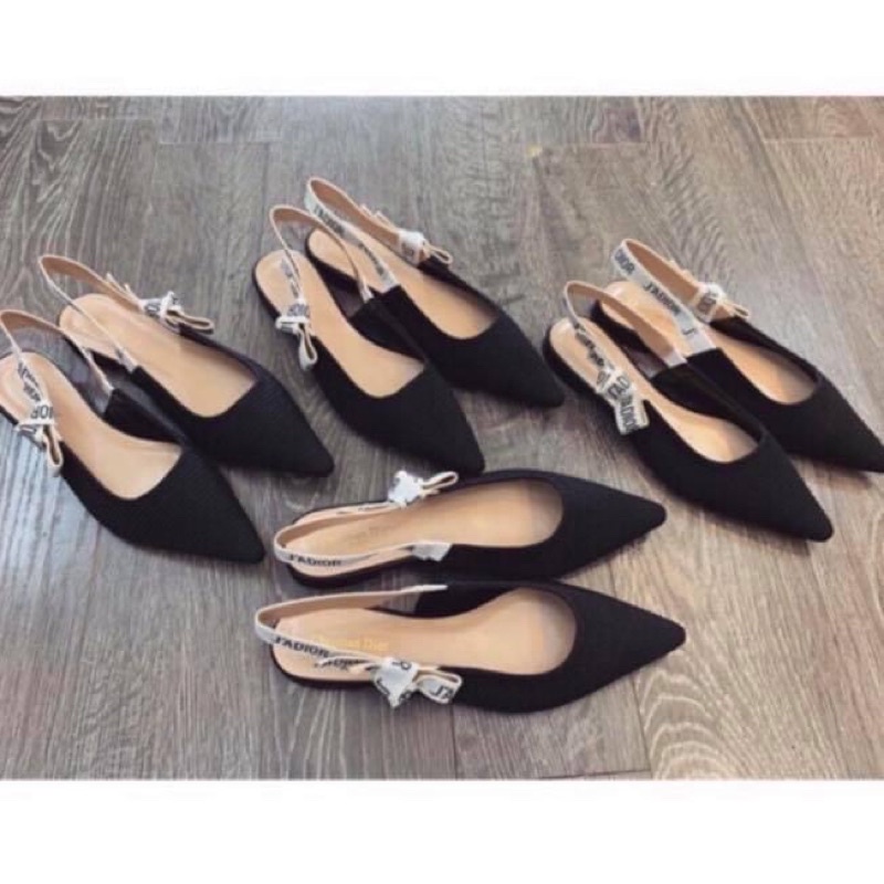 Giày sandal/cao gót nữ hở eo quai dior mũi nhọn bệt mềm êm chân