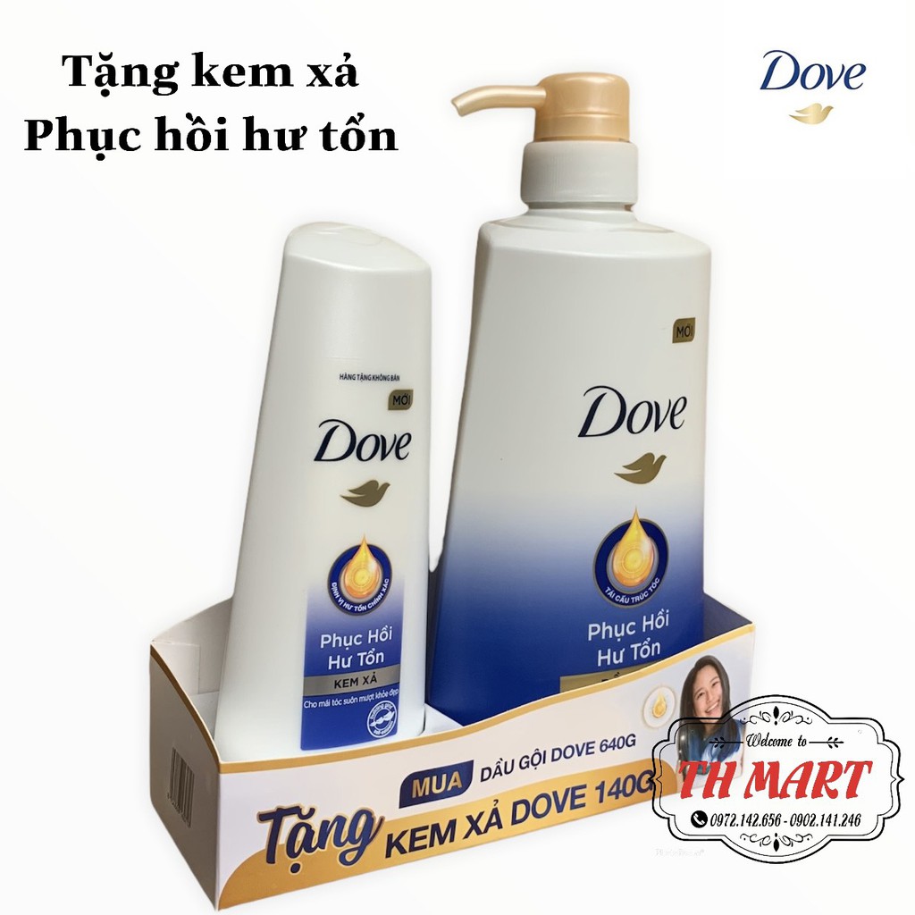 Dầu Gội Đầu Dove Phục Hồi Hư Tổn Chai 640G ( Tặng )