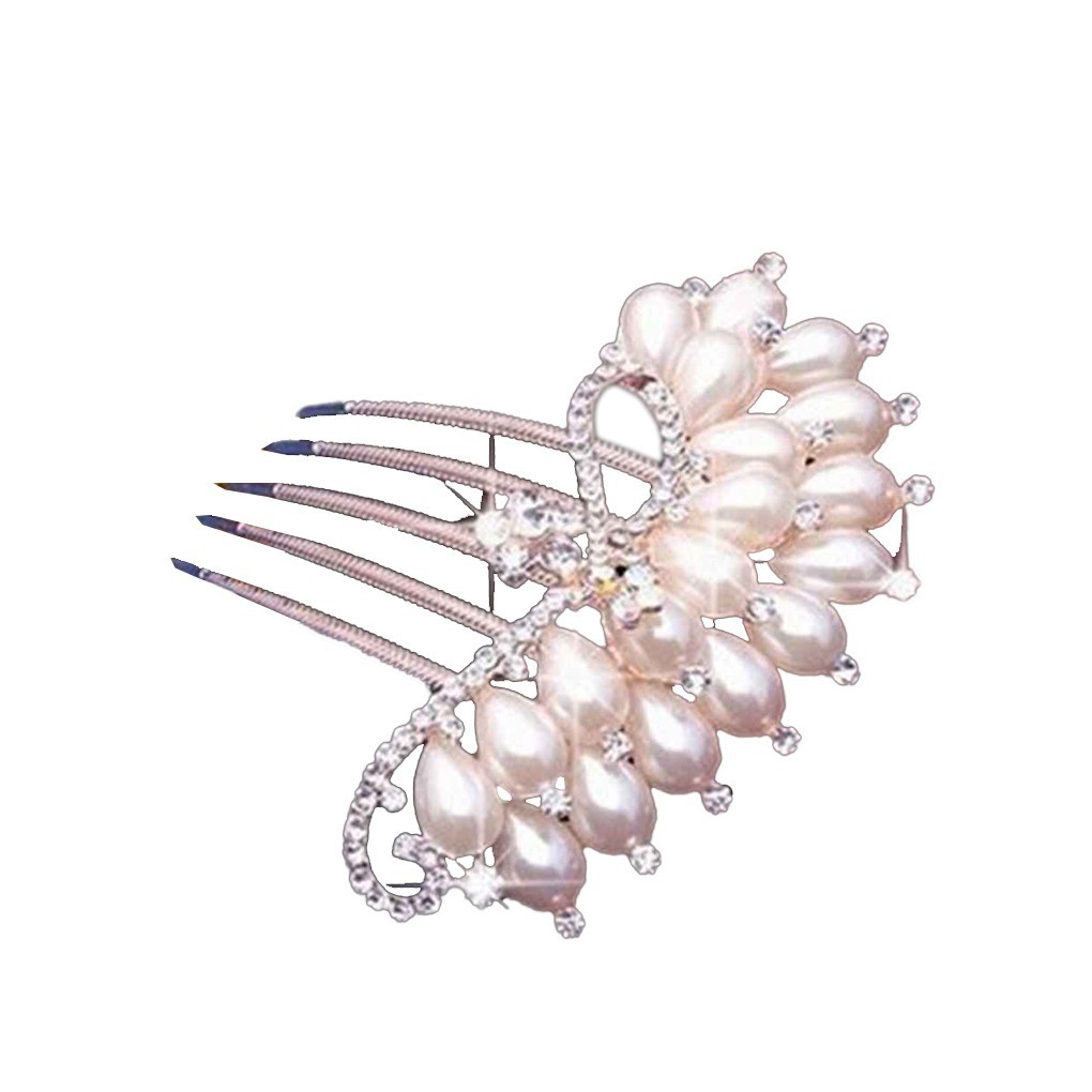 Rhinestones Bridal Wedding Hair Pins Simulated Pearl Flowers Hair Comb Weddings