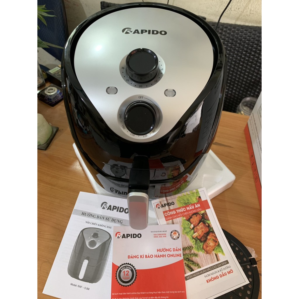Nồi chiên không dầu RAPIDO RAF5.0M RAF5.0M3 1500W 5L bảo hành 12 tháng