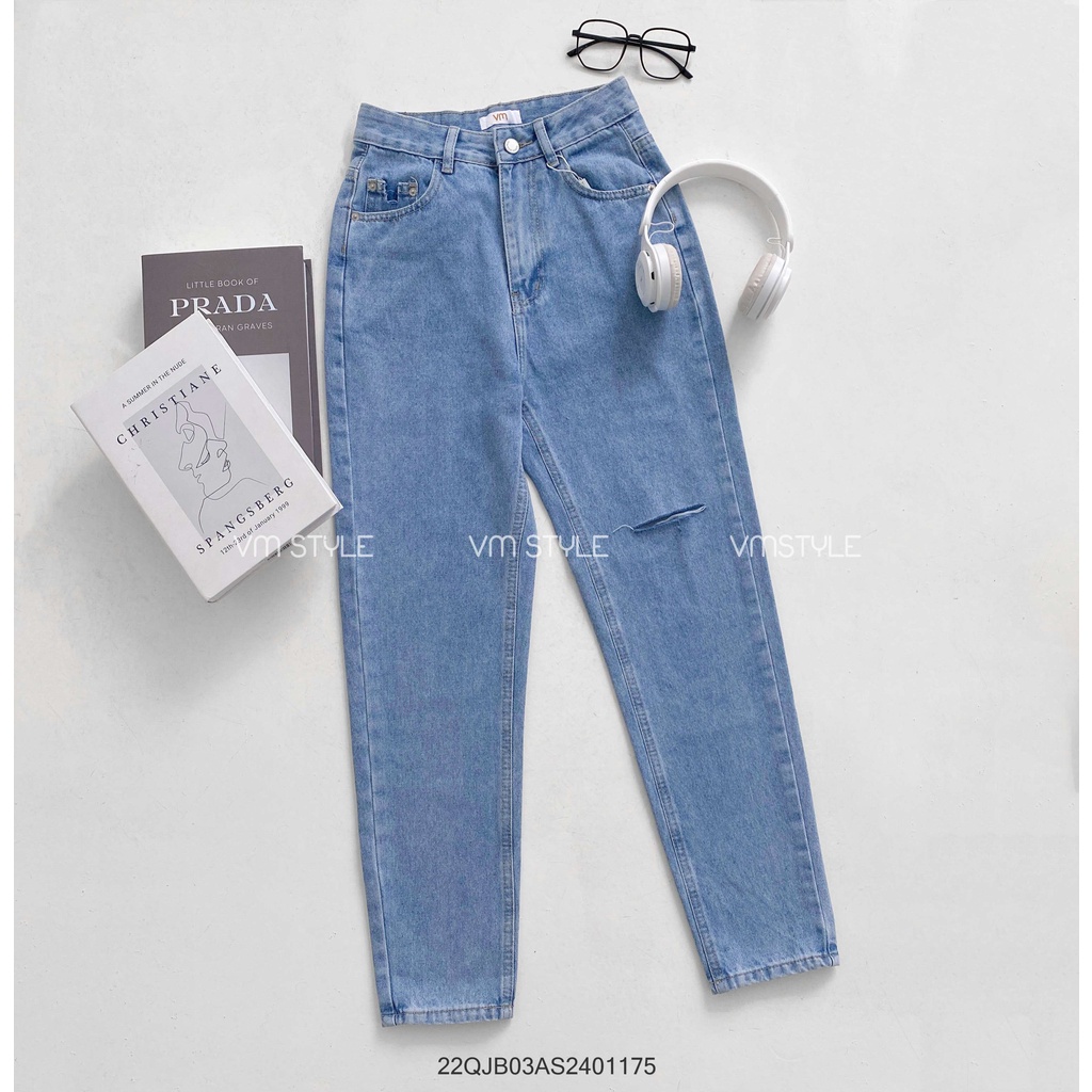 Quần baggy jean nữ cắt đùi lai thường (không co giãn) 0036 ulzzang thời trang VM STYLE 22QJB03AS2401