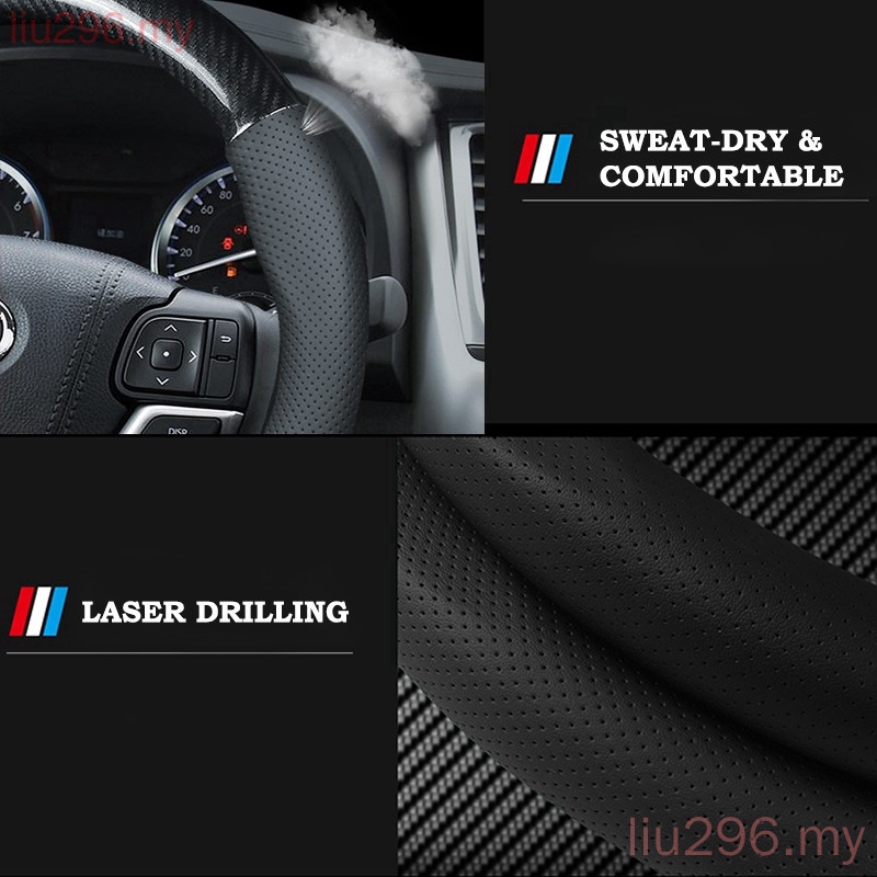 Bọc vô lăng sợi carbon chất lượng cao chống mồ hôi có lỗ thông hơi Mazda 2 3 6 CX3 CX5