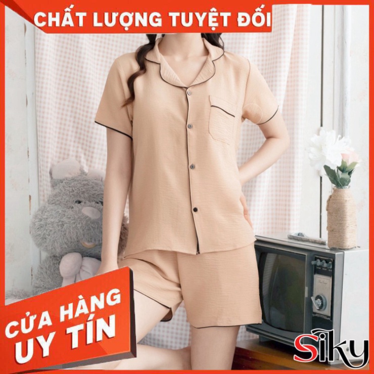 Bộ pijama nữ SIKY cộc tay chất đũi lụa cao cấp - SIÊU HOT