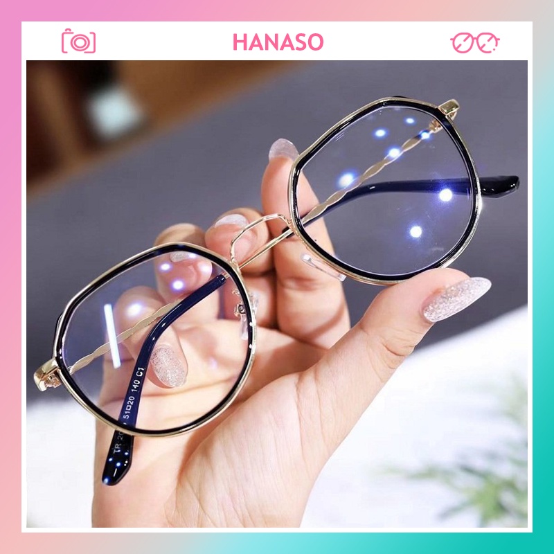 Kính gọng cận thời trang nam nữ mắt kính không độ phong cách Hàn Quốc chống tia UV đẹp giá rẻ HANASO 044