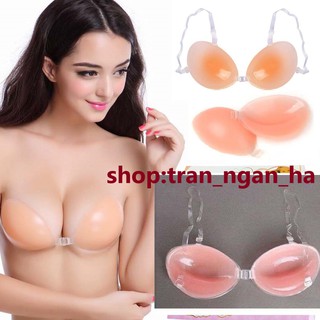Áo dán ngực silicon cài trước nâng ngực kèm dây trong suốt