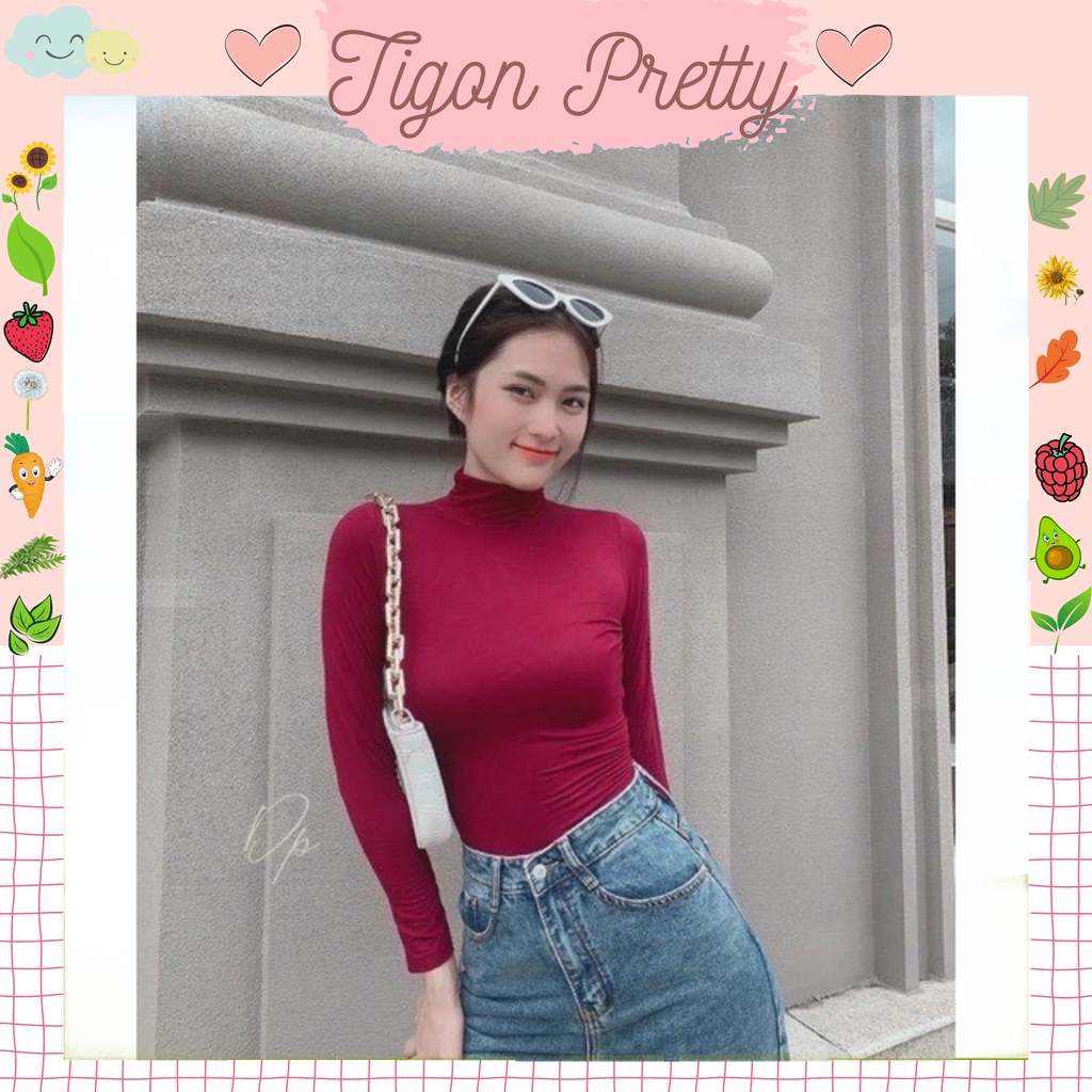 Áo Tay Dài Cổ Lọ Thun Gân Cực Xinh