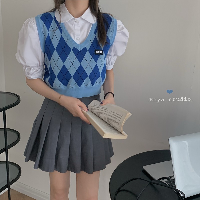 Áo Nữ Không Tay Họa Tiết Hình Thoi Thời Trang Cá Tính | BigBuy360 - bigbuy360.vn