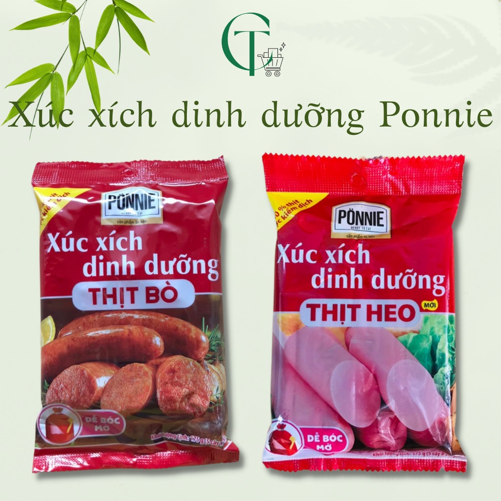 Mã GROSALE2 giảm 8% đơn 150K Xúc Xích Dinh Dưỡng Thịt Heo Ponnie gói 175g