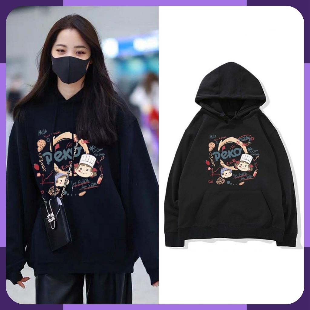 Áo hoodie nữ form rộng cute PEKOZ có mũ phong cách hàn quốc HD3