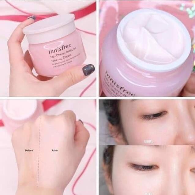 Bộ dưỡng trắng da dưỡng ẩm từ hoa anh đào đảo Jeju innisfree Cherry Blossom Hàn Quốc 50ml [ Kem Ban Ngày + Kem Ban Đêm ]