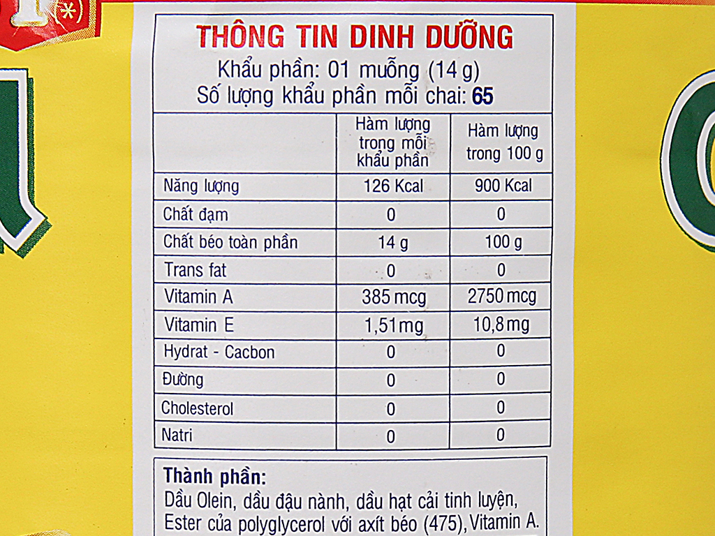 Dầu thực vật Tường An Cooking oil chai 1 lít