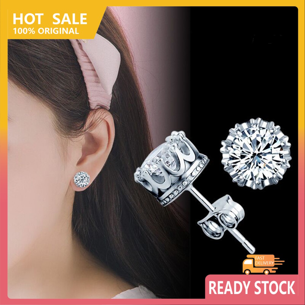 Đôi Khuyên Tai Mạ Bạc Đính Đá Zirconia Thời Trang Dành Cho Nữ