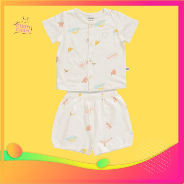 Bộ Cộc Cúc Giữa Cho Bé CHAANG Garden Trắng Babychum.68