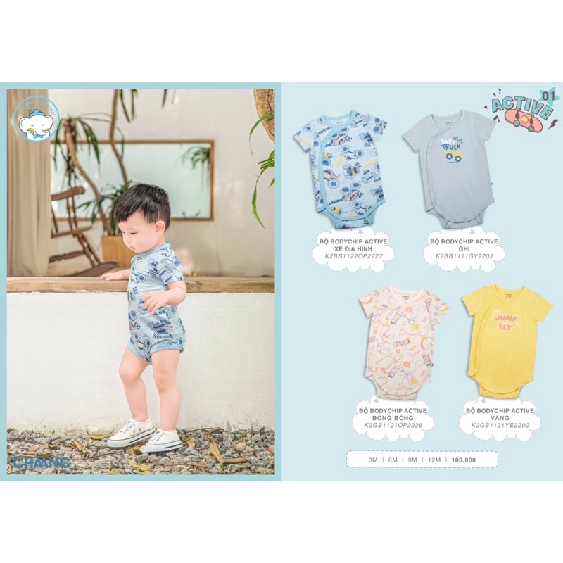 Chaang - Bodysuit ngắn tay cúc chéo mềm mát, xinh xắn cho bé