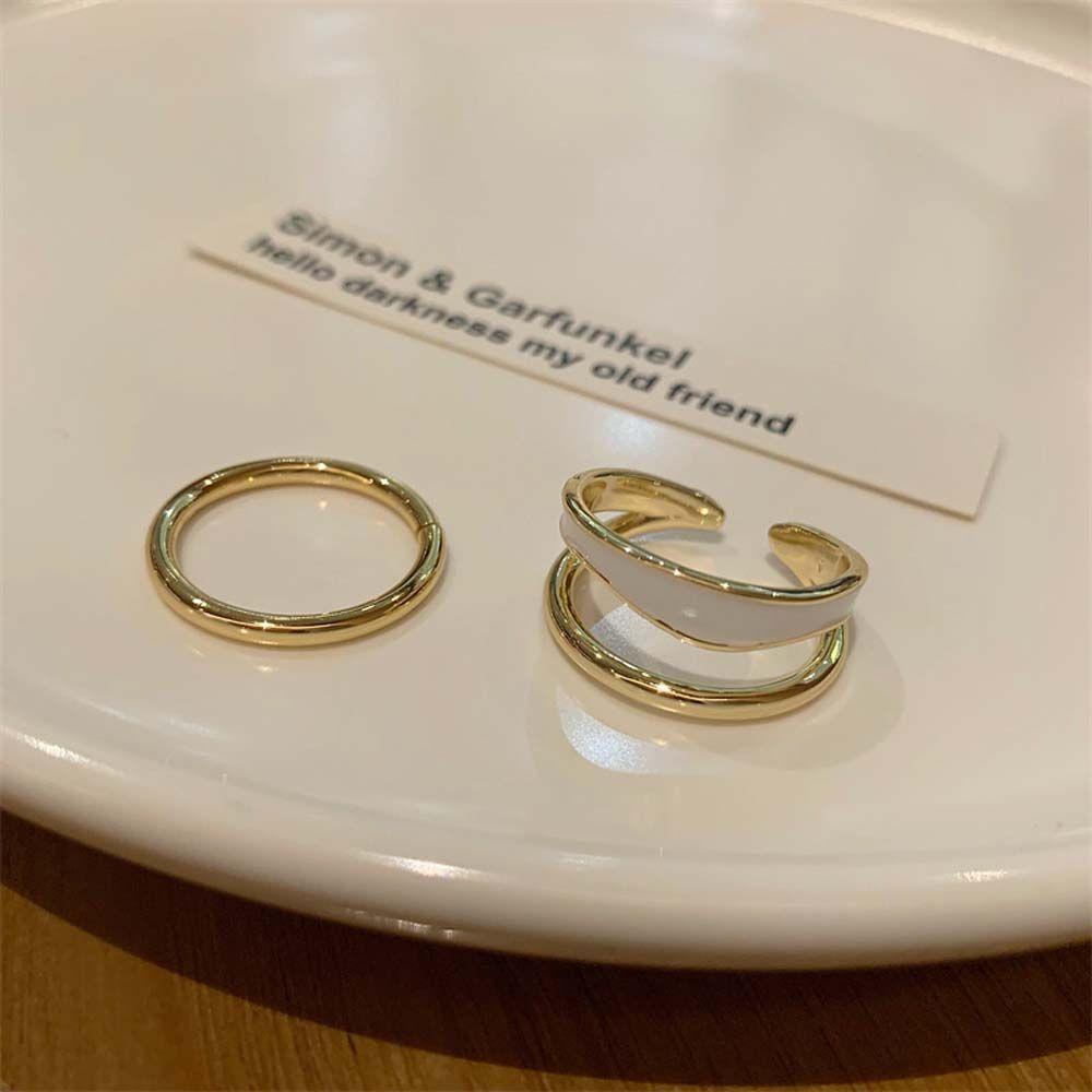 Bộ Nhẫn Hở Hai Tầng Ánh Sáng Sang Trọng Thích Hợp Làm Quà Tặng Valentine