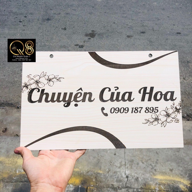 Bảng gỗ tên shop - Tên thương hiệu - khắc laser - 20x15