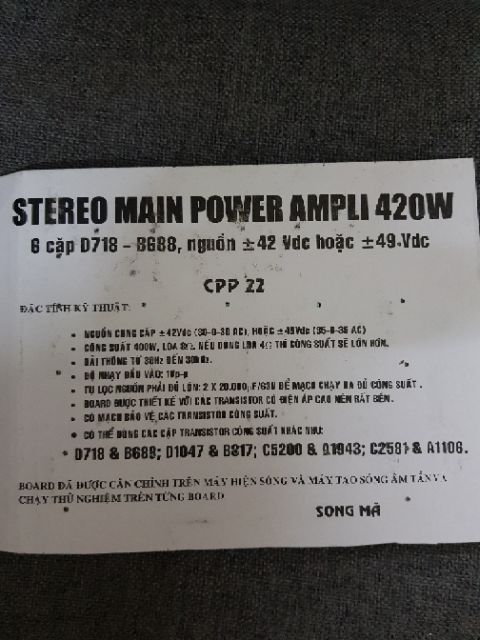 Mạch công suất amply 12 sò 420w Song Mã