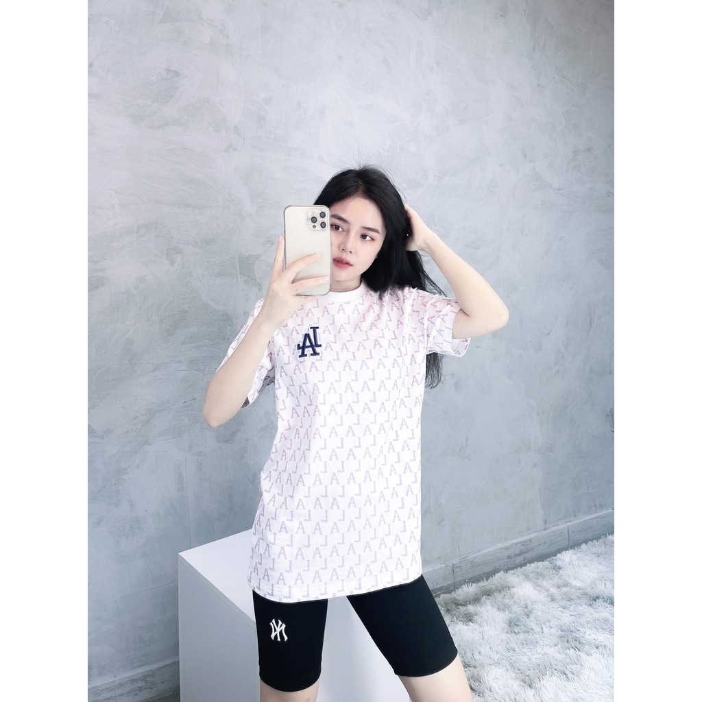 (HÀNG XUẤT XỊN) Áo trắng nhiều logo NY015 L/A MONOGRAM OVERFIT Made in V/N full tag code