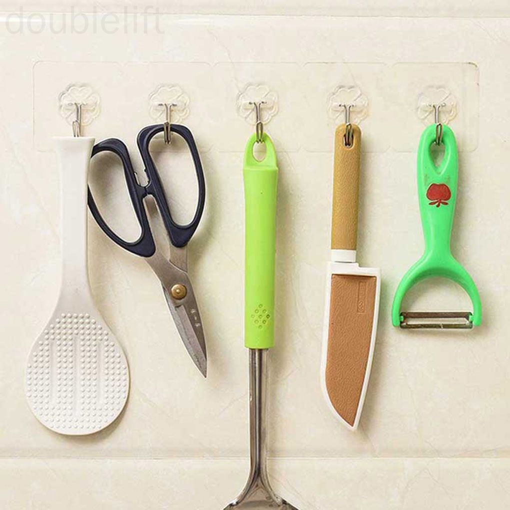 Set 10 móc treo đồ gắn tường trong suốt tiện dụng
