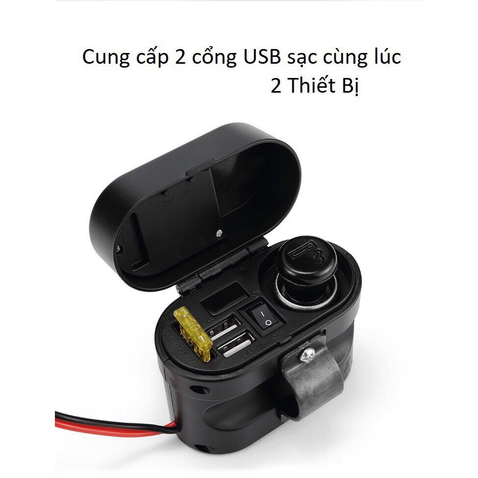 Sạc Điện Thoại Xe Máy Đa Năng 4 in 1