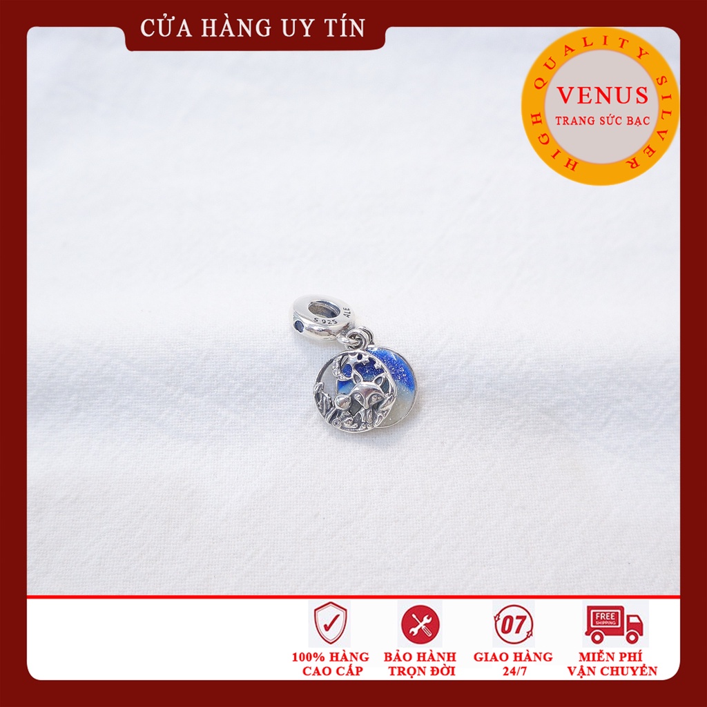 Charm treo hồ ly bạc 925 cao cấp- Trang sức bạc Venus