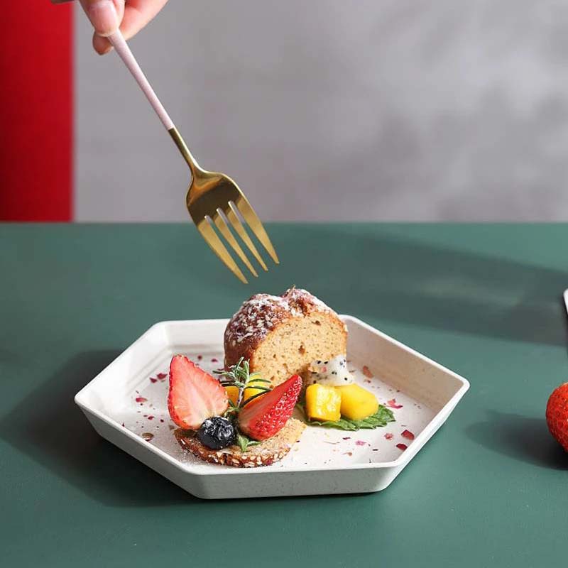 Đĩa Lục Giác 15cm Chất Liệu Rơm Lúa Mì An Toàn Đựng Thực Phẩm Cho Nhà Bếp