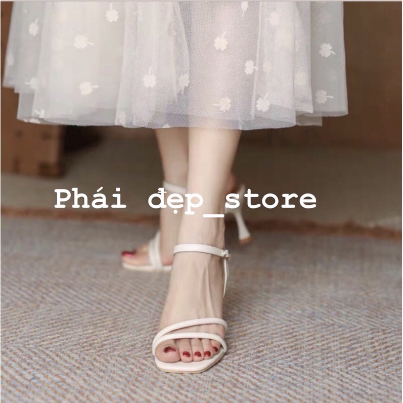 Giày sandal cao gót quai mảnh thiết kế trẻ chung gót nhọn 7 phân Mã S489