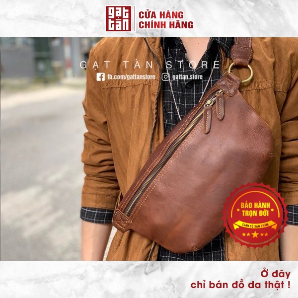 [BẢO HÀNH TRỌN ĐỜI] Túi bao tử / Sling Bag Cao Cấp Hàng Đẹp Gạt Tàn Store / Cam Kết Da Bò Thật 100% - IPMN163