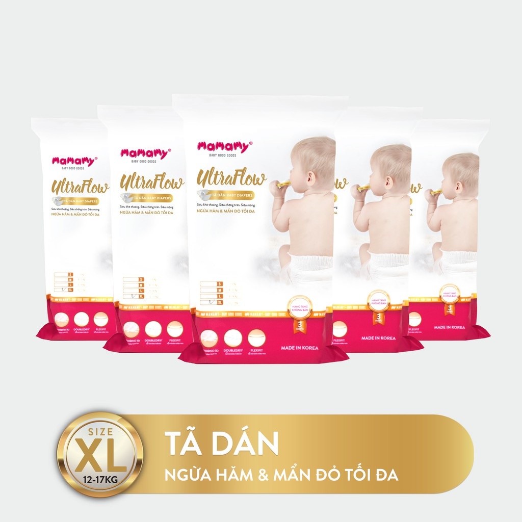 Túi 3 miếng tã dán Mamamy Ultraflow nhập Hàn Quốc đủ size S, M