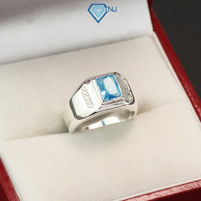 Nhẫn bạc nam đính đá xanh dương cá tính NNA0116 Trang Sức TNJ