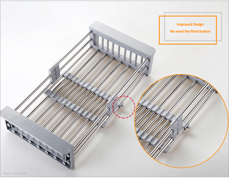 có thể điều chỉnh Rổ inox 304 treo bồn rửa chén, rửa rau củ đa năng