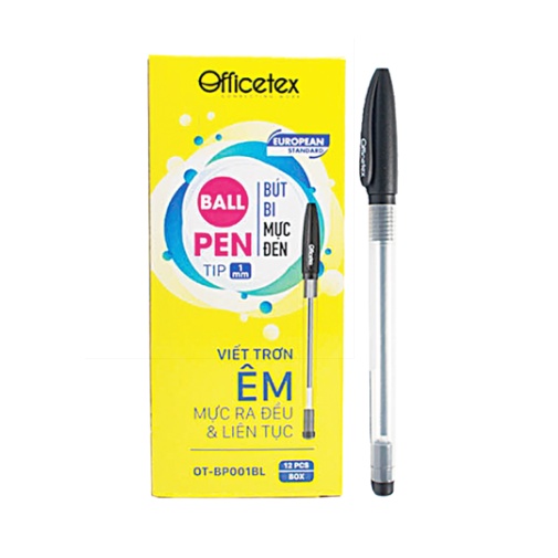 Hộp Bút Bi Mực Đen - Officetex OTBP001BL - 8935276451466