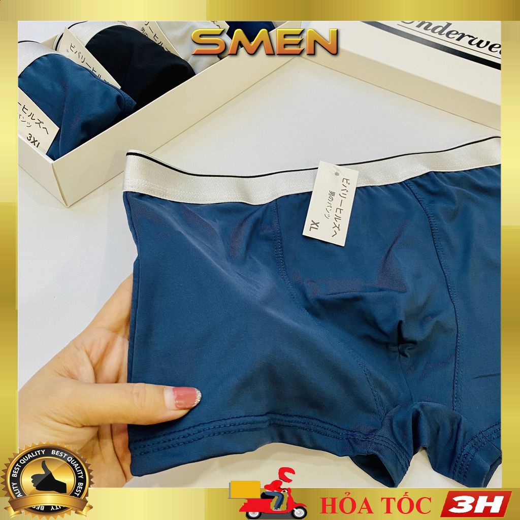 Quần lót nam boxer thun lạnh, quần sịp nam thun lạnh co giãn, thông thoáng, hút mồ hôi khử mùi hôi SDN01(Che tên) SMEN