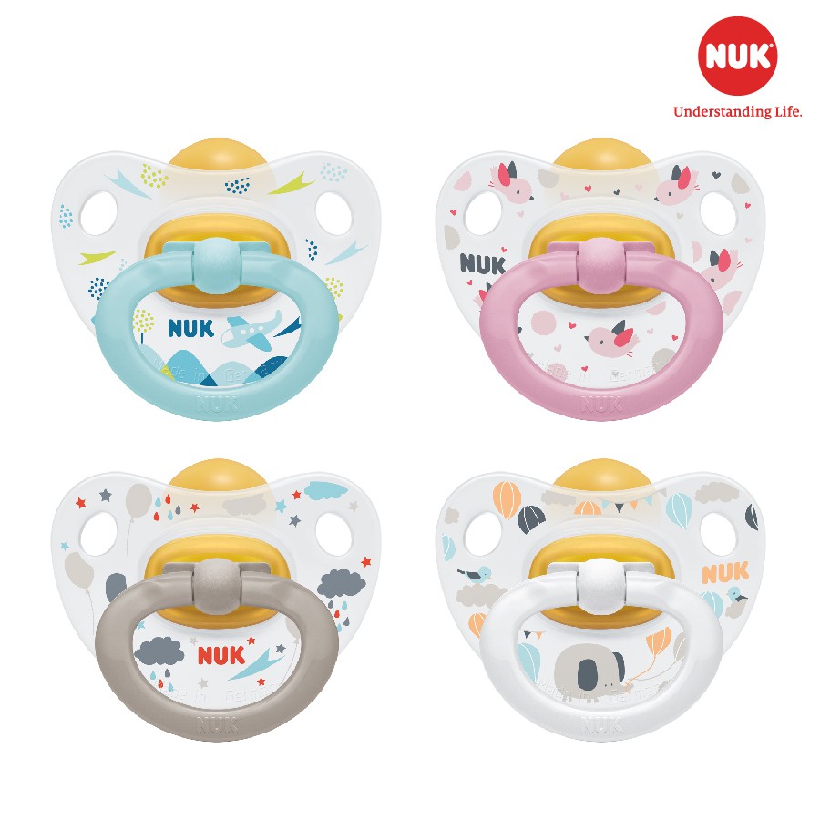 Bộ 2 ti giả NUK Happykids cao su 0-6m, 6-18m