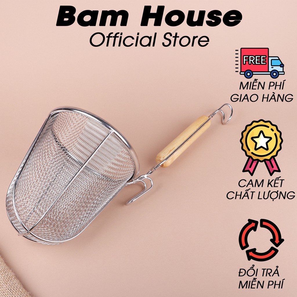 Vá trụng hủ tiếu mì inox Bam House sáng bóng loại lớn cao cấp VT01 – Gia dụng bếp