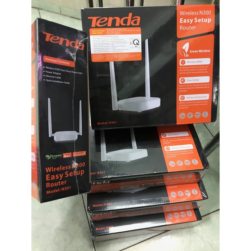 Bộ Phát 2 Râu WiFi Tenda N301- Chính hãng 300Mbps 2 râu- Bảo hành 3 năm